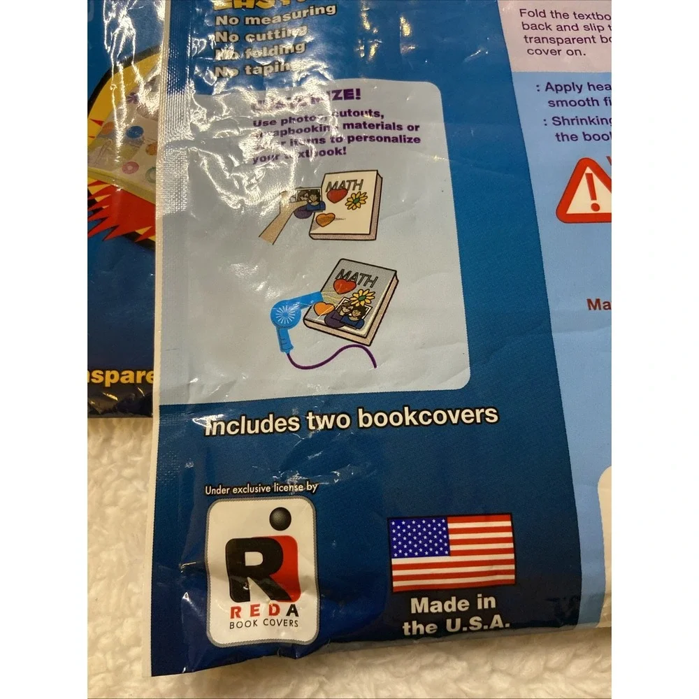 (2) 2 Pac Transparent Shrink to Fit Book Covers ( fits up to size 9